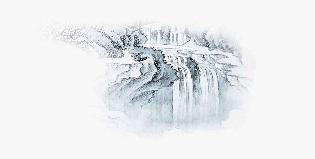 Ink drawing of a waterfall